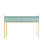 GRADE A1 - Green Dressing Table with 2 Drawers and Gold Legs - Zion