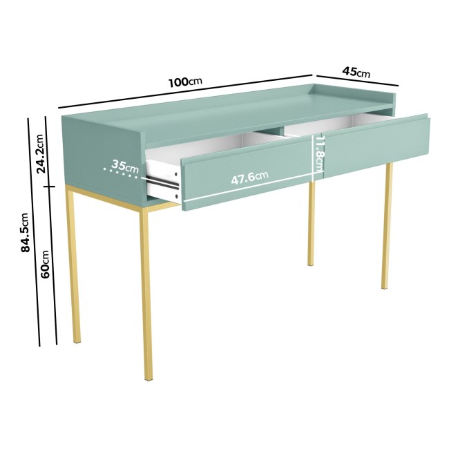 Sage Green Modern Dressing Table with 2 Drawers - Zion