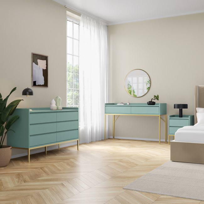 Sage Green Modern Dressing Table with 2 Drawers - Zion