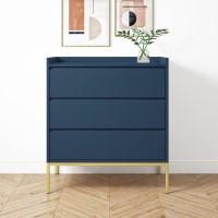 GRADE A1 - Navy 3 Drawer Chest of Drawers - Zion