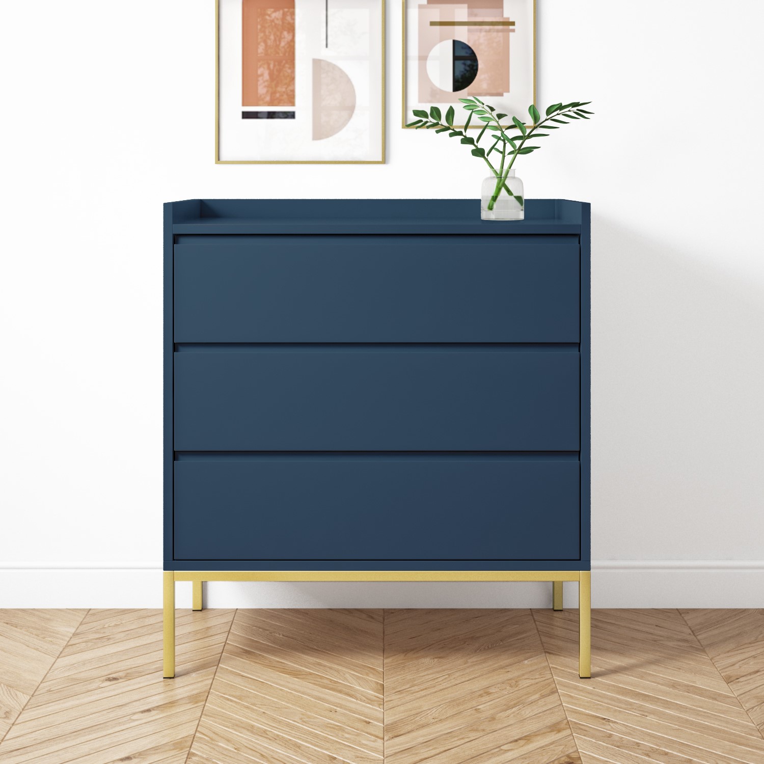 Navy Racks Drawer GRADE A1 - Navy 3 Drawer Chest of Drawers - Zion - Furniture123