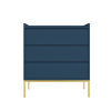 Navy Blue Modern Chest of 3 Drawers with Legs - Zion
