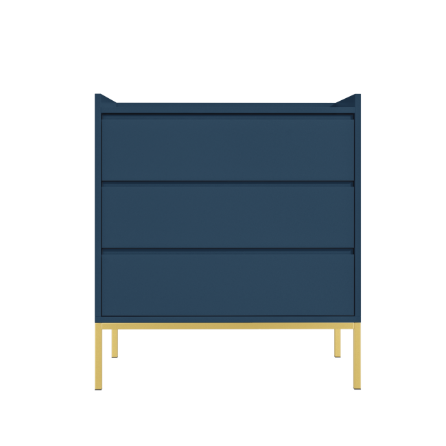 GRADE A1 - Navy 3 Drawer Chest of Drawers - Zion