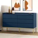 A1/ZIN007 ONLY OPENED - Navy Wide 6 Drawer Chest of Drawers - Zion