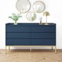 GRADE A1 - Navy Wide 6 Drawer Chest of Drawers - Zion