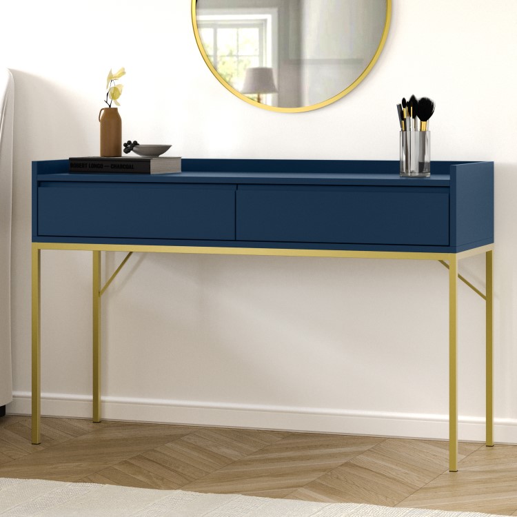 Navy Blue Modern Dressing Table with 2 Drawers - Zion