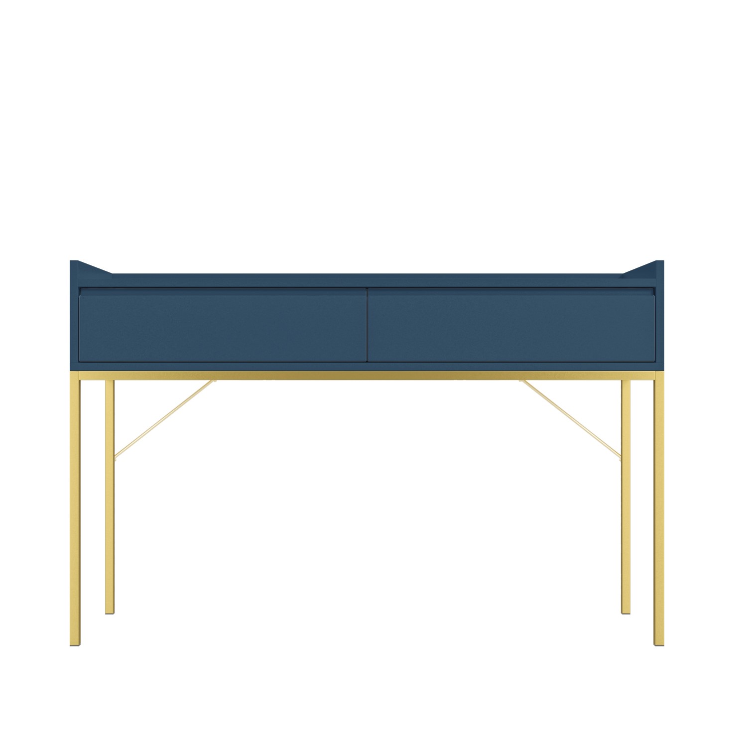 navy and gold dressing table Navy Blue Dressing Table with 2 Drawers and Metallic Trim - Isabella