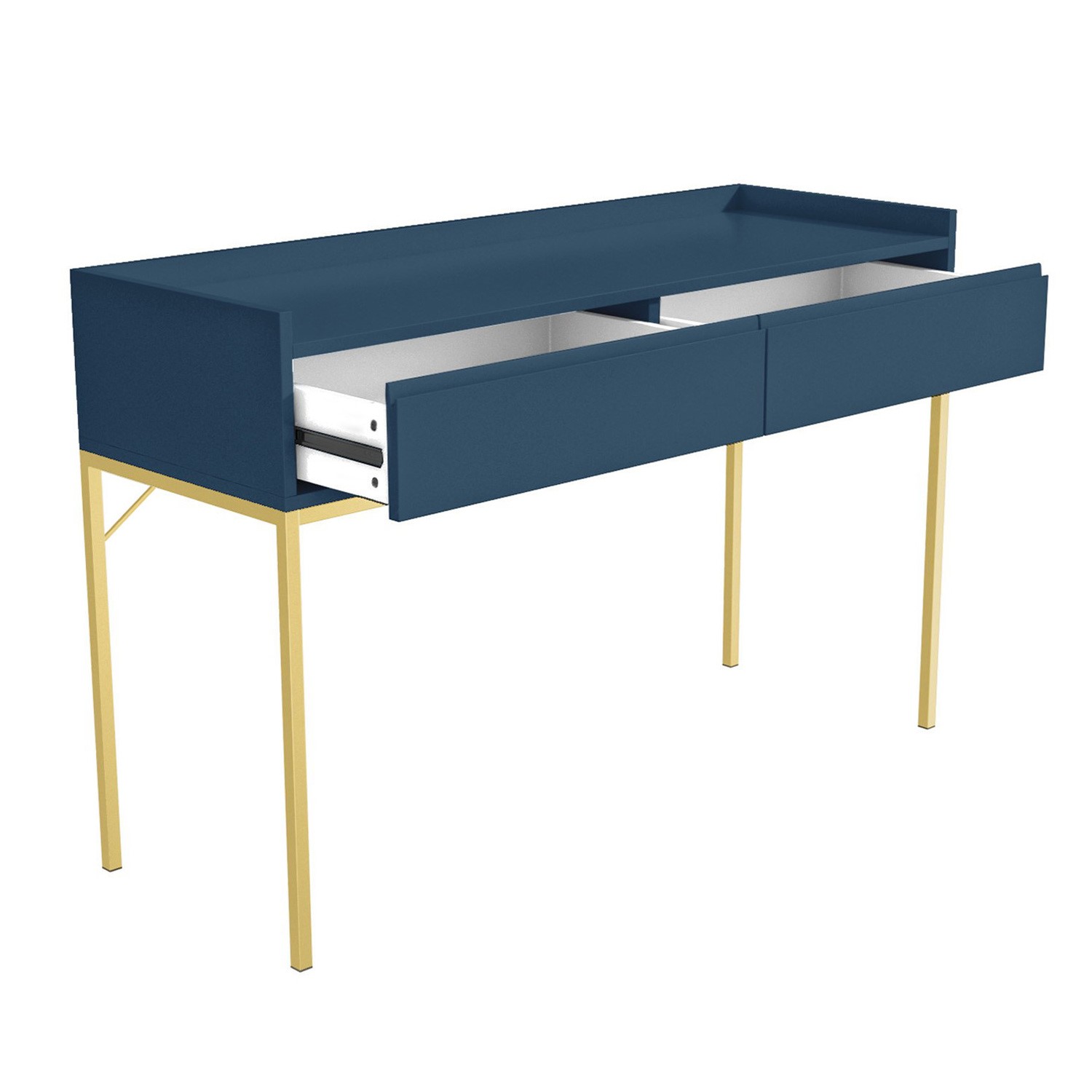 navy and gold dressing table Handcrafted Refurbished Vintage Blue Dressing Table: Gold Leaf Accents