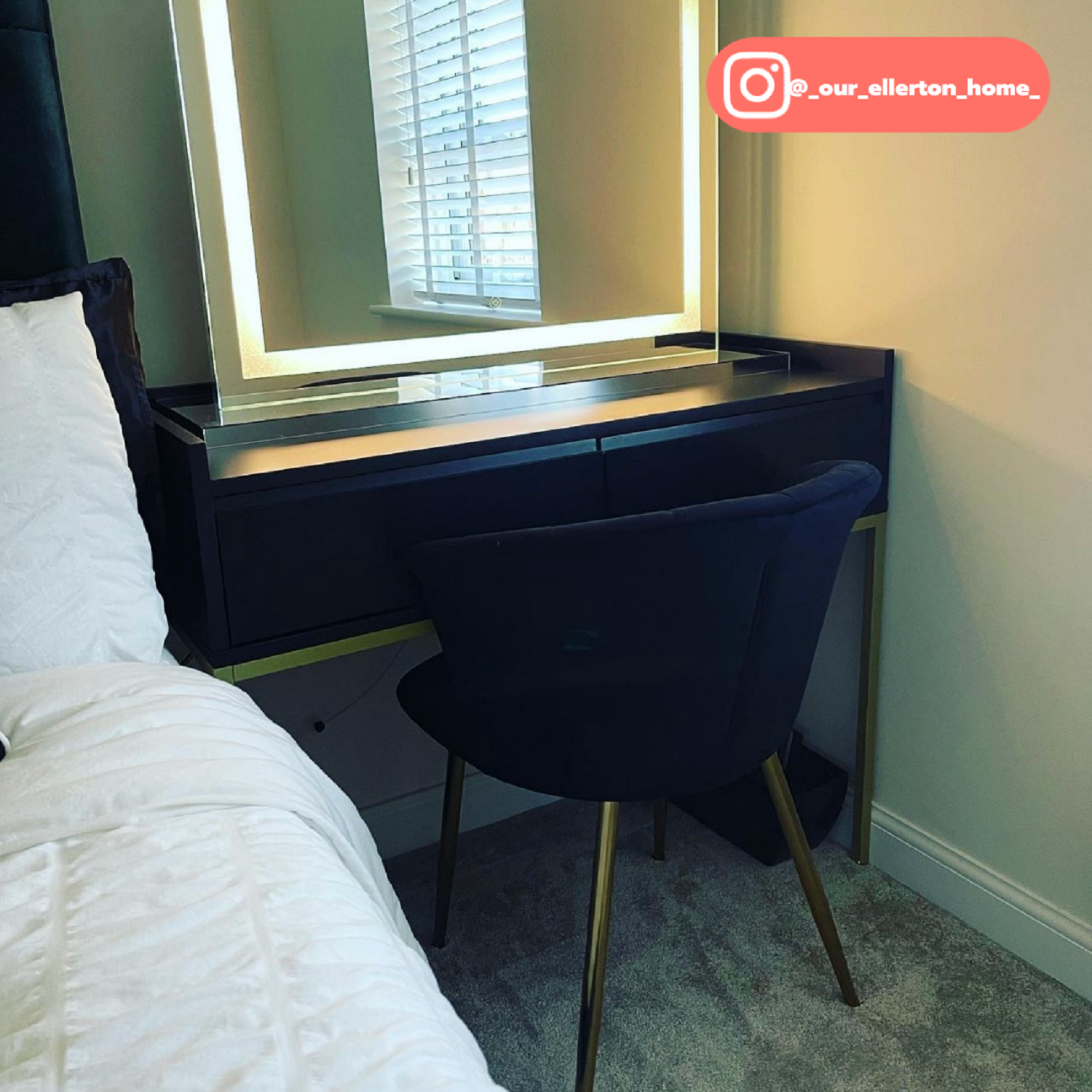 navy and gold dressing table Zion Navy Blue Modern Dressing Table with 2 Drawers : Amazon.co.uk: Home & Kitchen