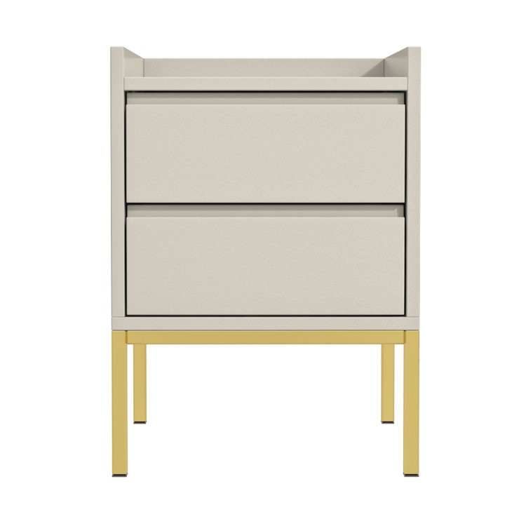 Taupe Modern 2 Drawer Bedside Table with Legs - Zion