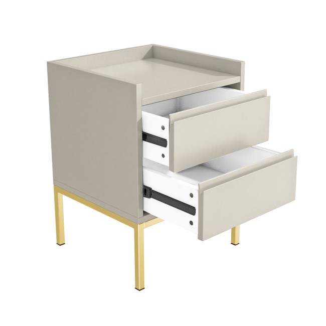 ONLY OPENED - Taupe 2 Drawer Bedside Table - Zion