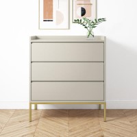 ALMOST PERFECT - Beige Modern Chest of 3 Drawers with Legs - Zion