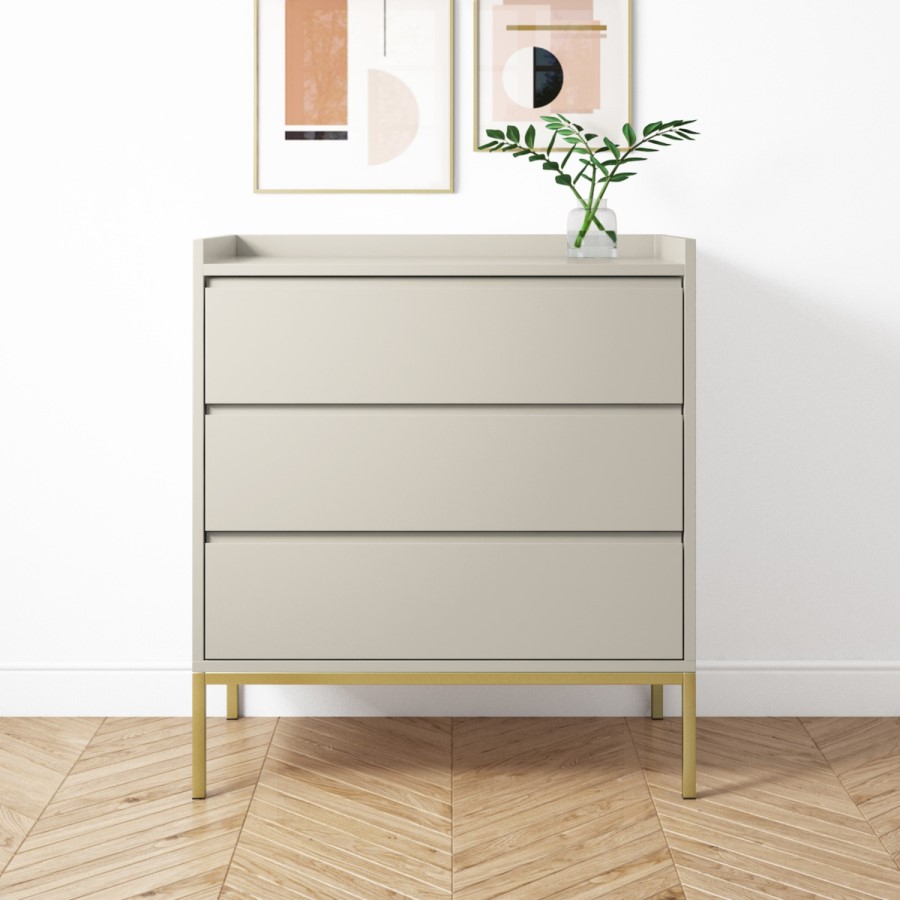 Modern Grey Chest of 3 Drawers - Zion