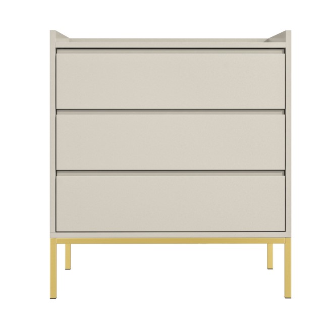 ONLY OPENED - Taupe Chest of 3 Drawers with Gold Legs - Zion