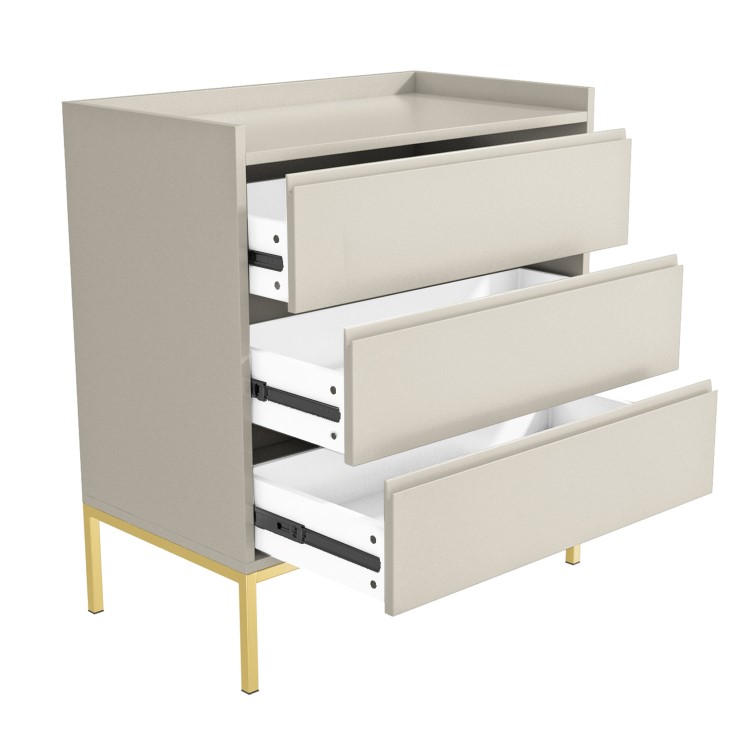 Taupe Modern Chest of 3 Drawers with Legs - Zion