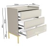 Beige Modern Chest of 3 Drawers with Legs - Zion