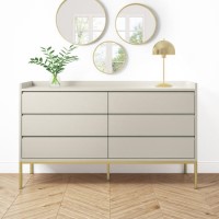 GRADE A1 - Taupe Wide 6 Drawer Chest of Drawers - Zion
