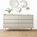 GRADE A1 - Taupe Wide 6 Drawer Chest of Drawers - Zion