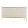 Wide Beige Modern Six Chest of Drawers - Zion