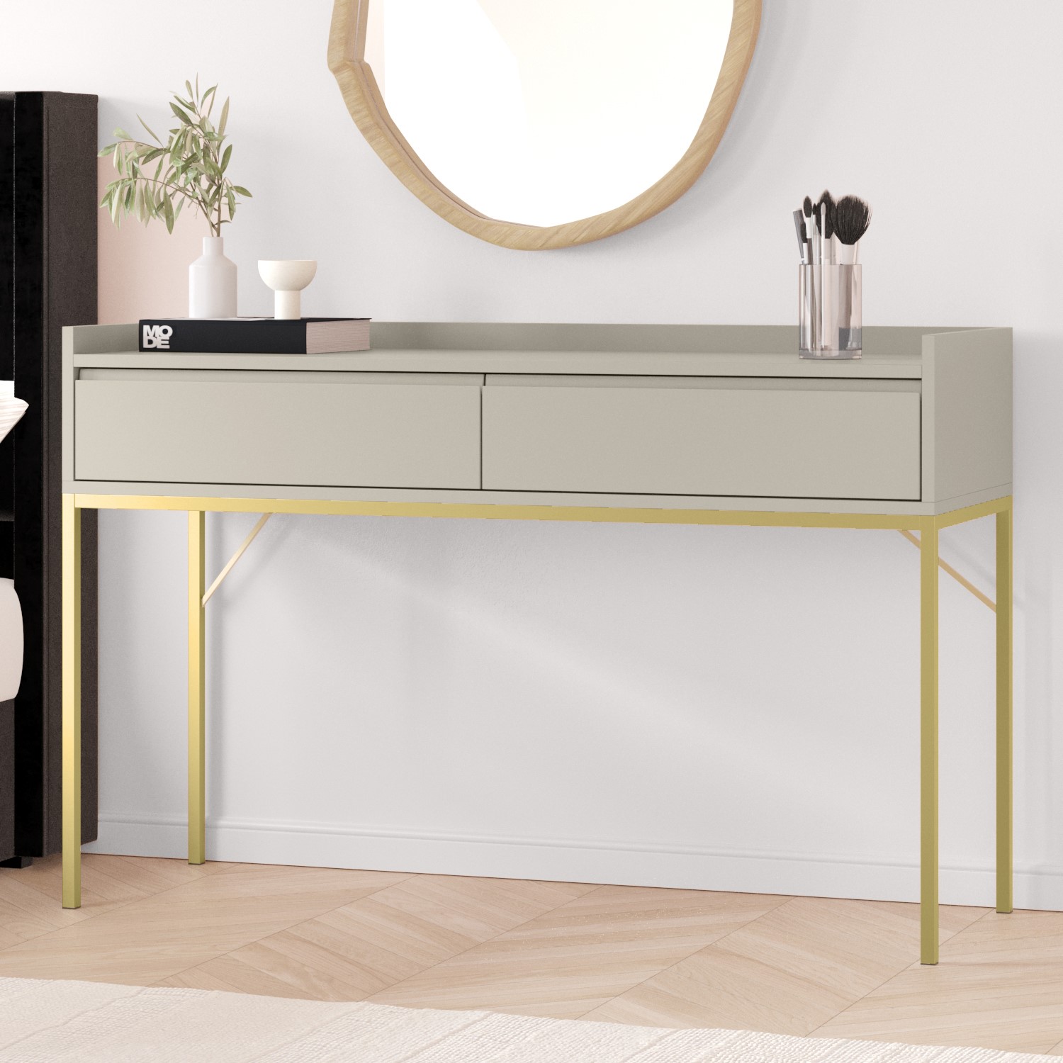 Modern Light Grey Dressing Table 2 Drawers
