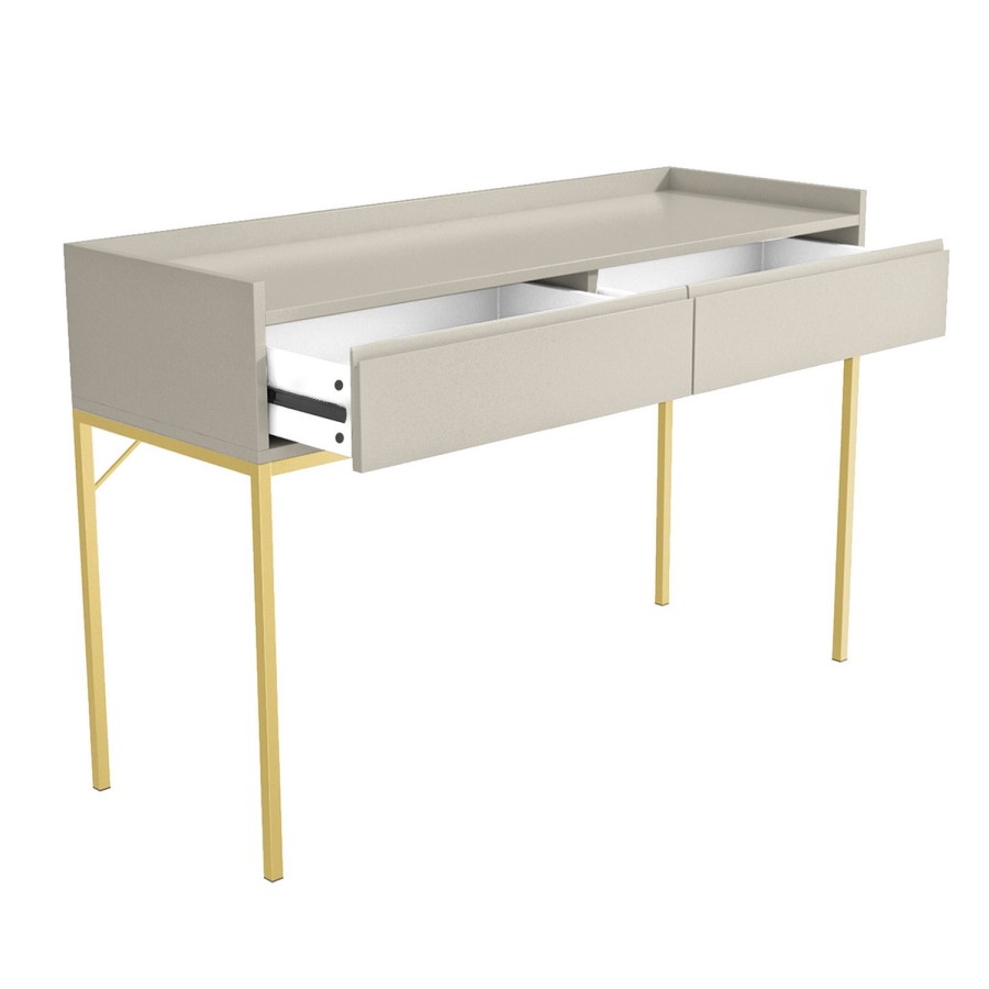 ALMOST PERFECT - Zion 2 Drawer Dressing Table in Taupe