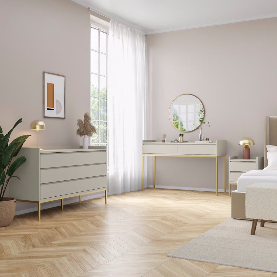 ALMOST PERFECT - Zion 2 Drawer Dressing Table in Taupe