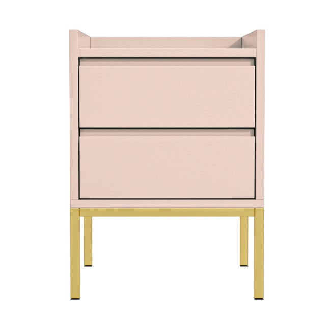 Pink Modern 2 Drawer Bedside Table with Legs - Zion