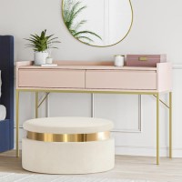 Pink Modern Dressing Table with 2 Drawers - Zion Pink Modern Dressing Table with 2 Drawers - Zion