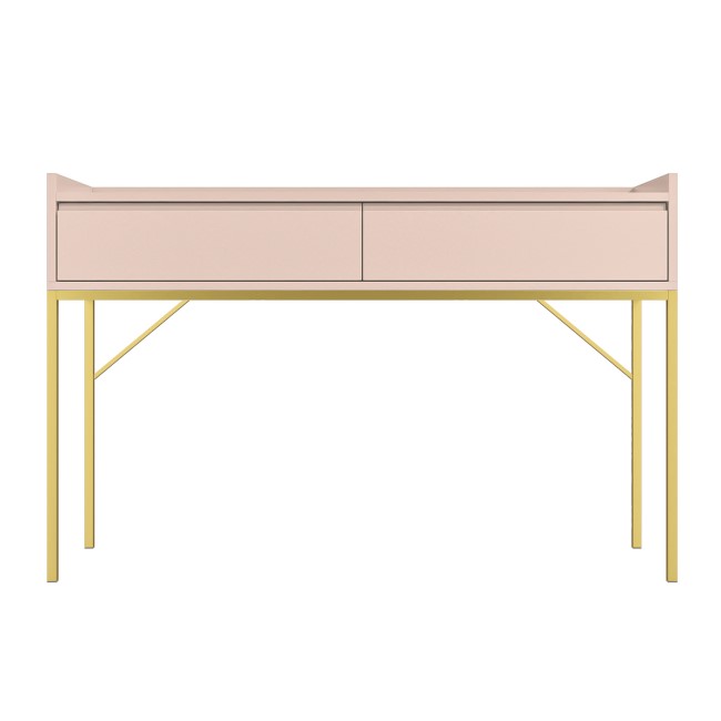 GRADE A1 - Pink Dressing Table with 2 Drawers and Gold Legs - Zion