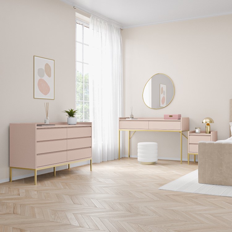 Pink Modern Dressing Table with 2 Drawers - Zion