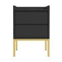 Black Modern 2 Drawer Bedside Table with Legs - Zion