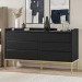Wide Black Modern Chest of 6 Drawers with Legs - Zion