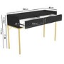 GRADE A1 - Black Dressing Table with 2 Drawers and Gold Legs - Zion