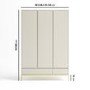 Modern Grey 3 Door Triple Wardrobe with Drawers and Shelves - Zion
