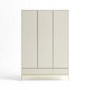 Modern Grey 3 Door Triple Wardrobe with Drawers and Shelves - Zion