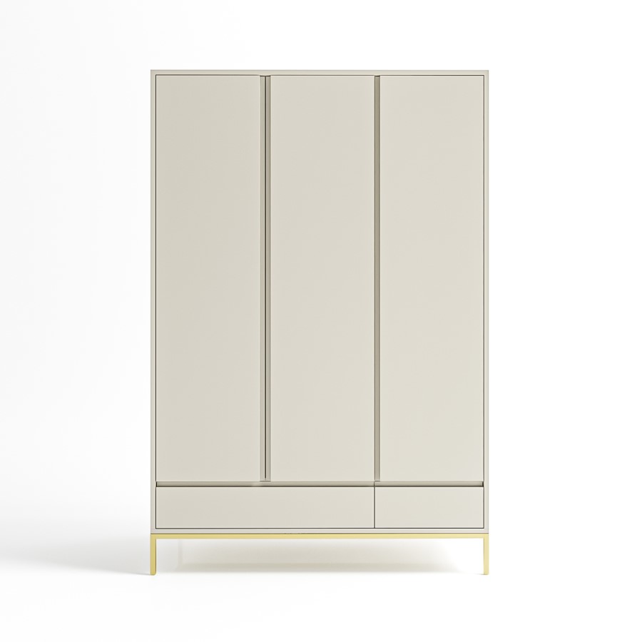 Modern Grey 3 Door Triple Wardrobe with Drawers and Shelves - Zion