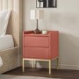 Red Mordern 2 Drawer Bedside Table with Legs - Zion