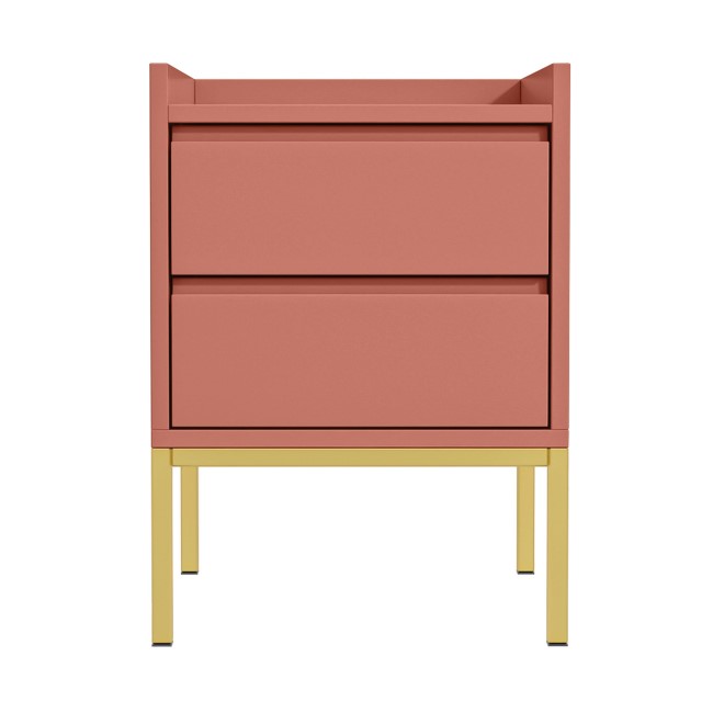 ONLY OPENED - Red Modern 2 Drawer Bedside Table with Legs - Zion