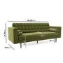 Olive Green Velvet Mid Century Sofa - Seats 3 - Zane