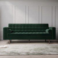 Dark Green Velvet Mid Century Sofa - Seats 3 - Zane Dark Green Velvet Mid Century Sofa - Seats 3 - Zane