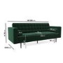 Dark Green Velvet Mid Century Sofa - Seats 3 - Zane