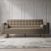Beige Velvet Mid Century Sofa - Seats 3 - Zane