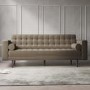 Beige Velvet Mid Century Sofa - Seats 3 - Zane