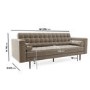 Beige Velvet Mid Century Sofa - Seats 3 - Zane