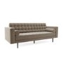 Beige Velvet Mid Century Sofa - Seats 3 - Zane
