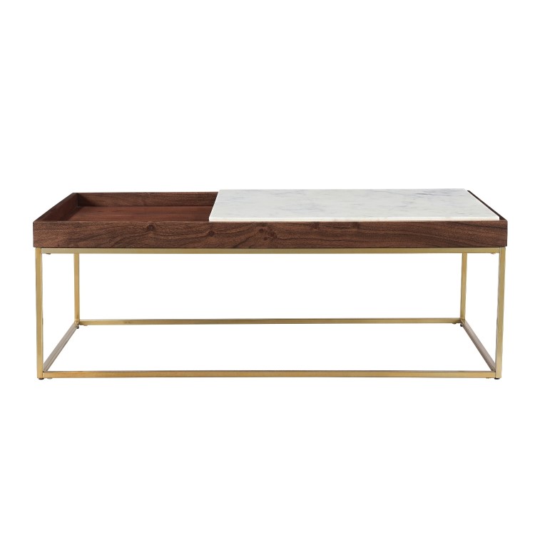 Large Rectangle Solid Wood Coffee Table with Marble Top - Zola