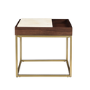 Square Gold Marble Effect  Side Table with Storage - Zola