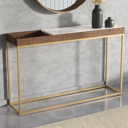 Narrow Solid Wood Console Table with Storage - Zola - Furniture123