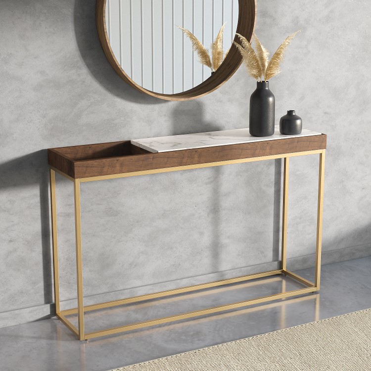 Narrow Solid Wood Console Table with Storage - Zola