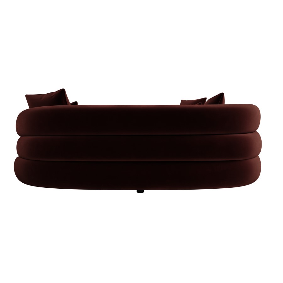 Deep Red Velvet Right Hand Facing 4 Seater Curved Corner Sofa - Zuri 